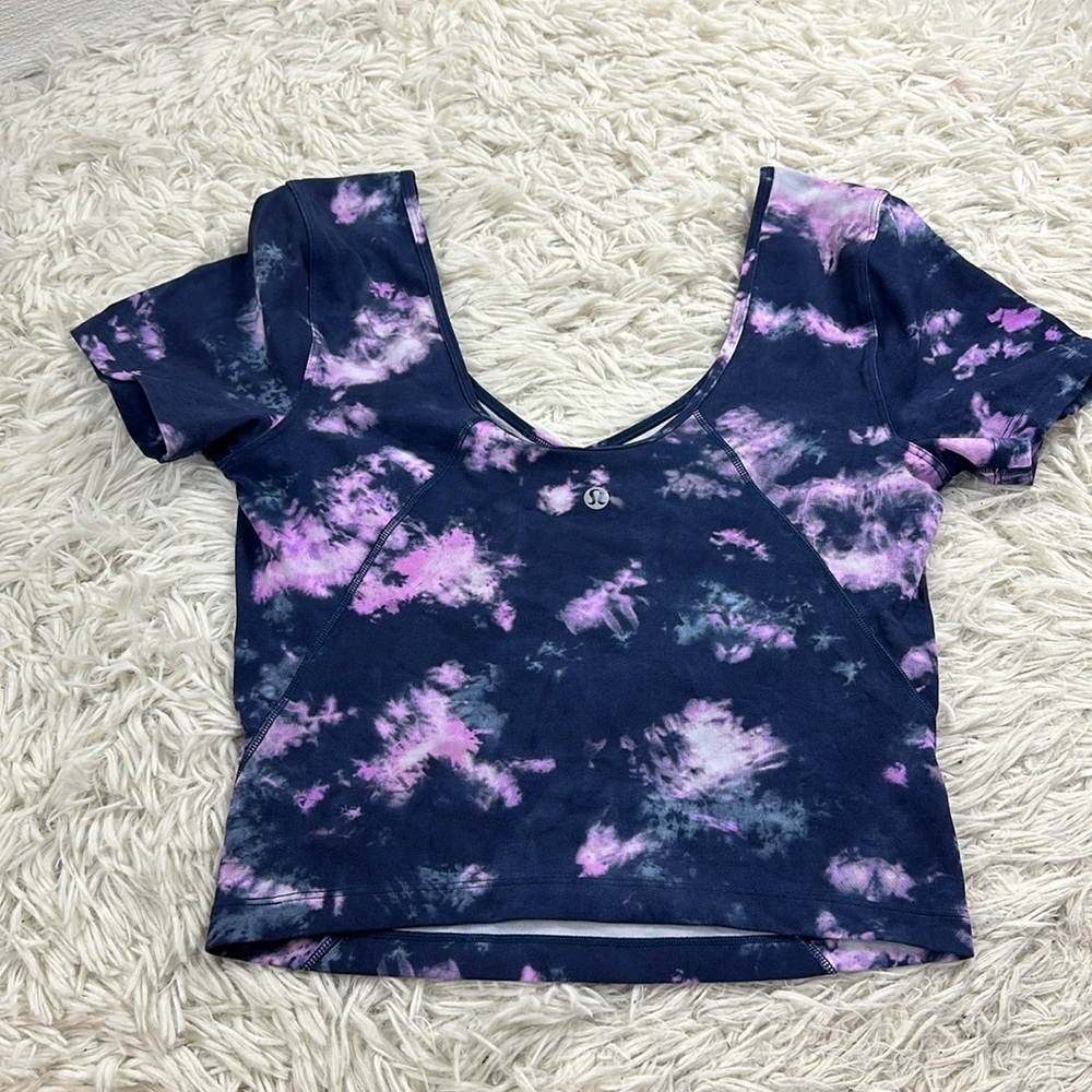 Lululemon Align T-Shirt Circulate Tie Dye Mineral Blue Multi - Picture 4 of 5